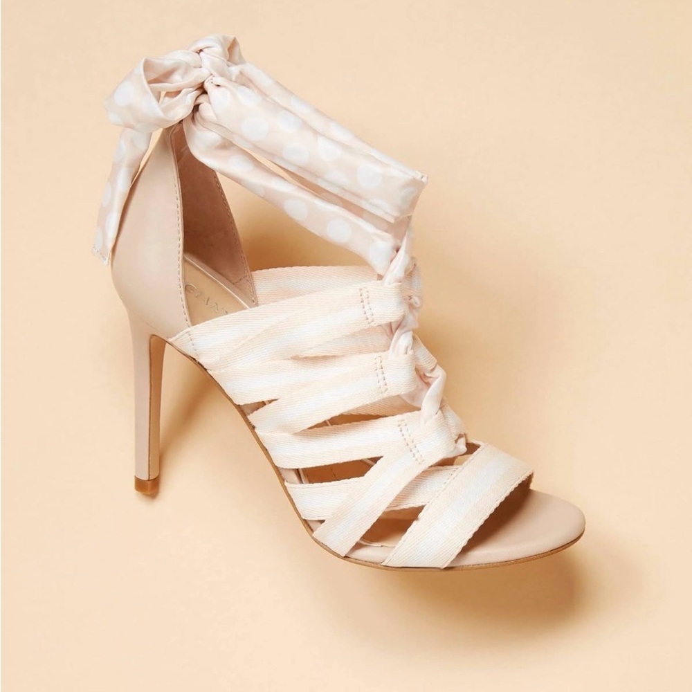 Gianni Bini Abrianna Polka Dot Lace-up Heeled Sandal